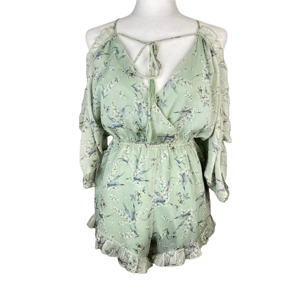 Storia Floral Mint Green Floral Romper Size Small - Picture 4 of 8
